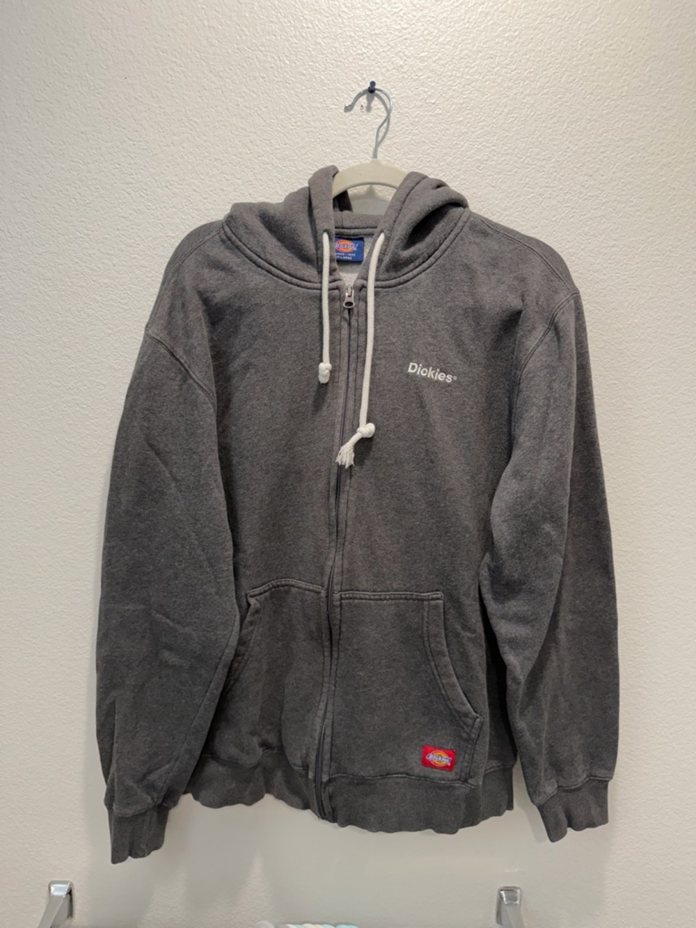 Dickies Hoodie Mens XL Gray Full Zip Fleece Sherpa Lined Hooded Pockets